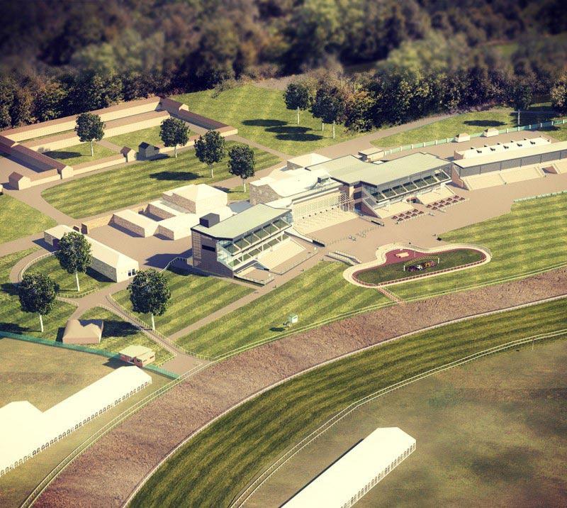 Digital graphic of aerial view of the Newcastle Racecourse.