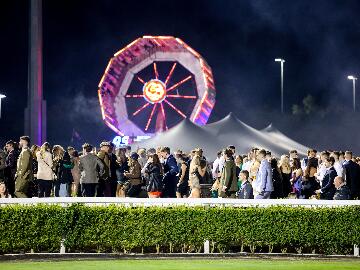 funfair, racing, students, crowds. 