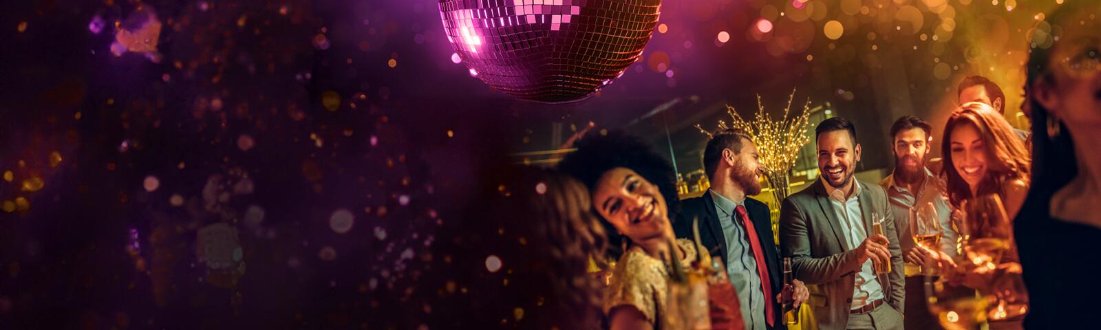 A group of people at a Christmas party at Newcastle Racecourse