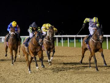 Evening racing at Newcastle Racecourse.